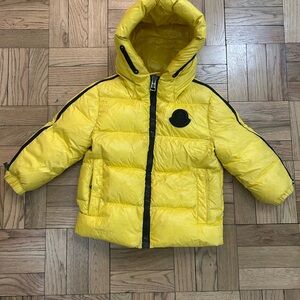 Moncler Kids Vibrant Yellow Jacket with Logo Patch
